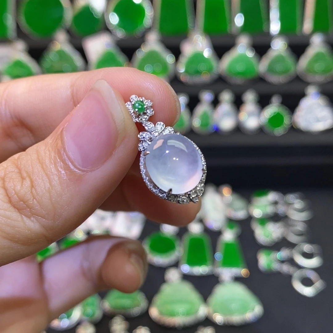 翡翠18K金镶嵌吊坠(不含链)