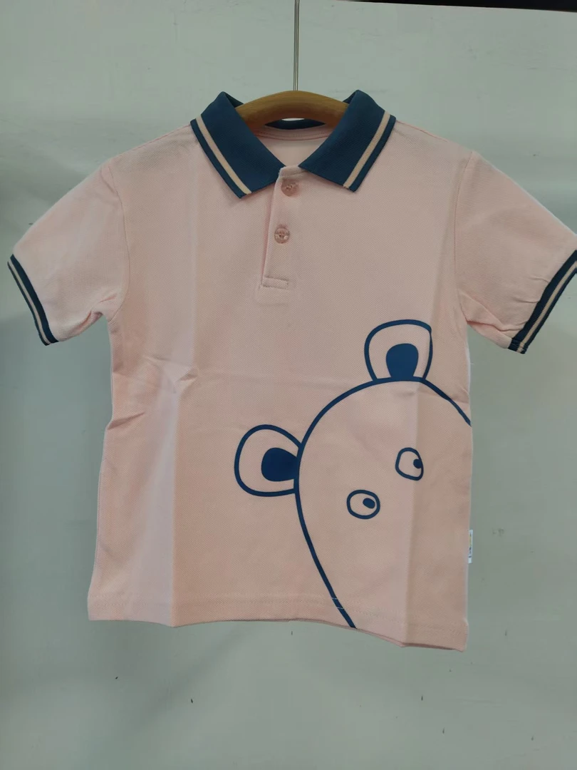 925款儿童粉色翻领短袖T恤