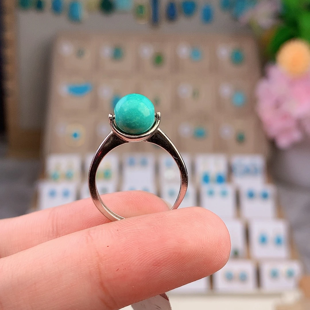 绿松石银S925镶嵌戒指