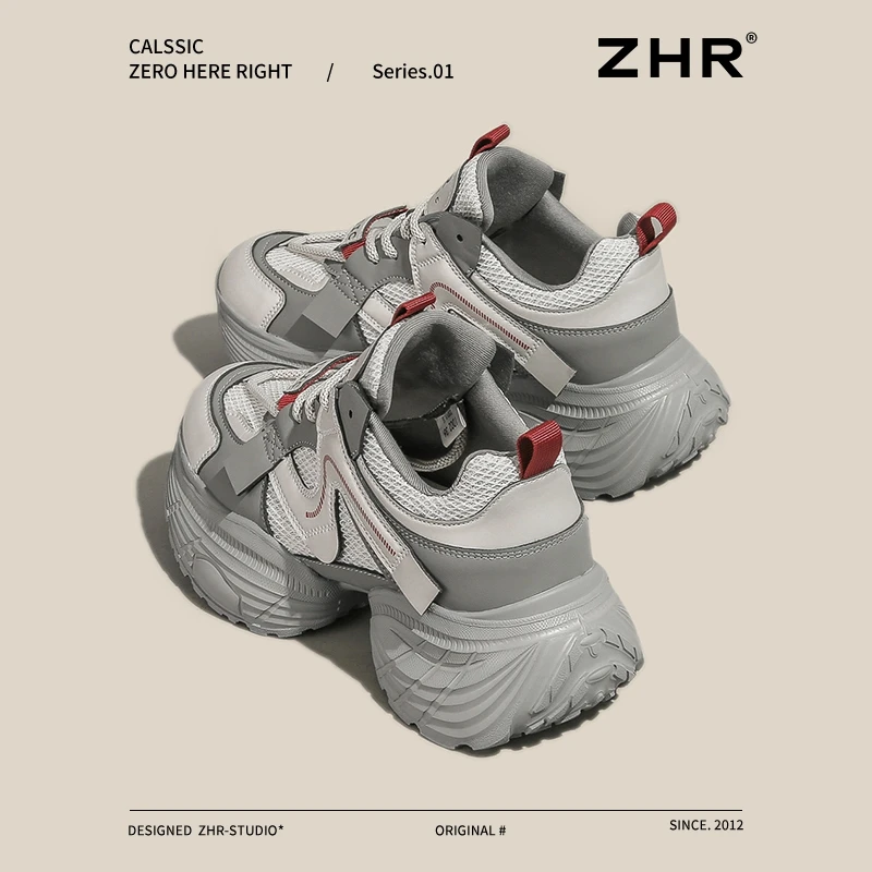 ZHR/则则小蛮腰厚底老爹鞋女2025春季新款安可拉红显脚小运动鞋
