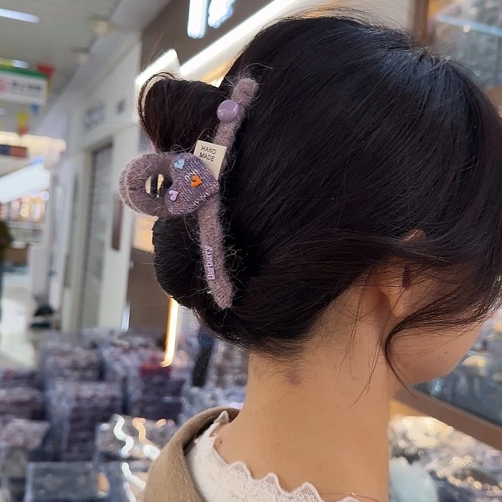 布艺铁合金紫色抓夹-8