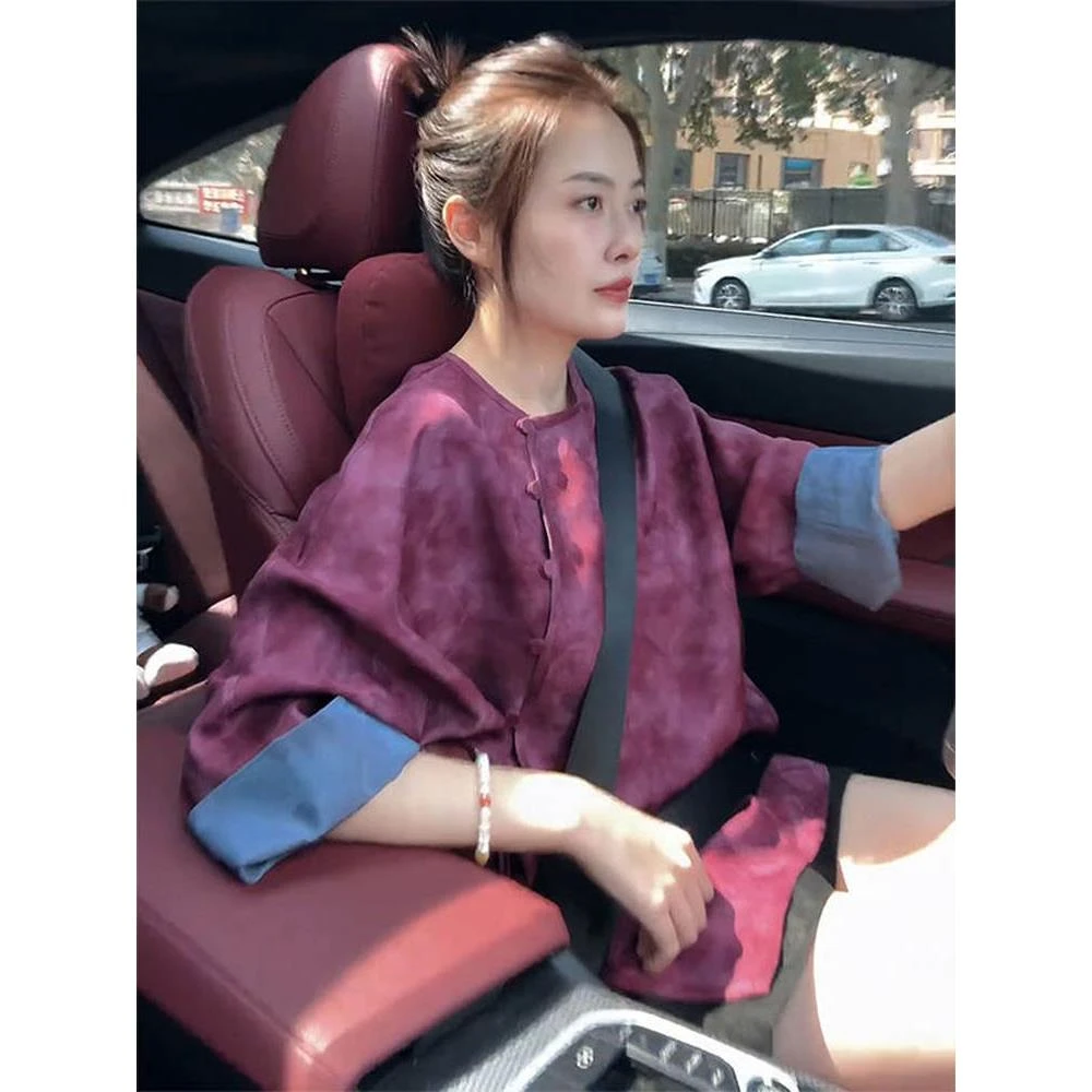 新中式女装国风复古高级感气质唐装盘扣T恤上衣2025秋季新款小衫