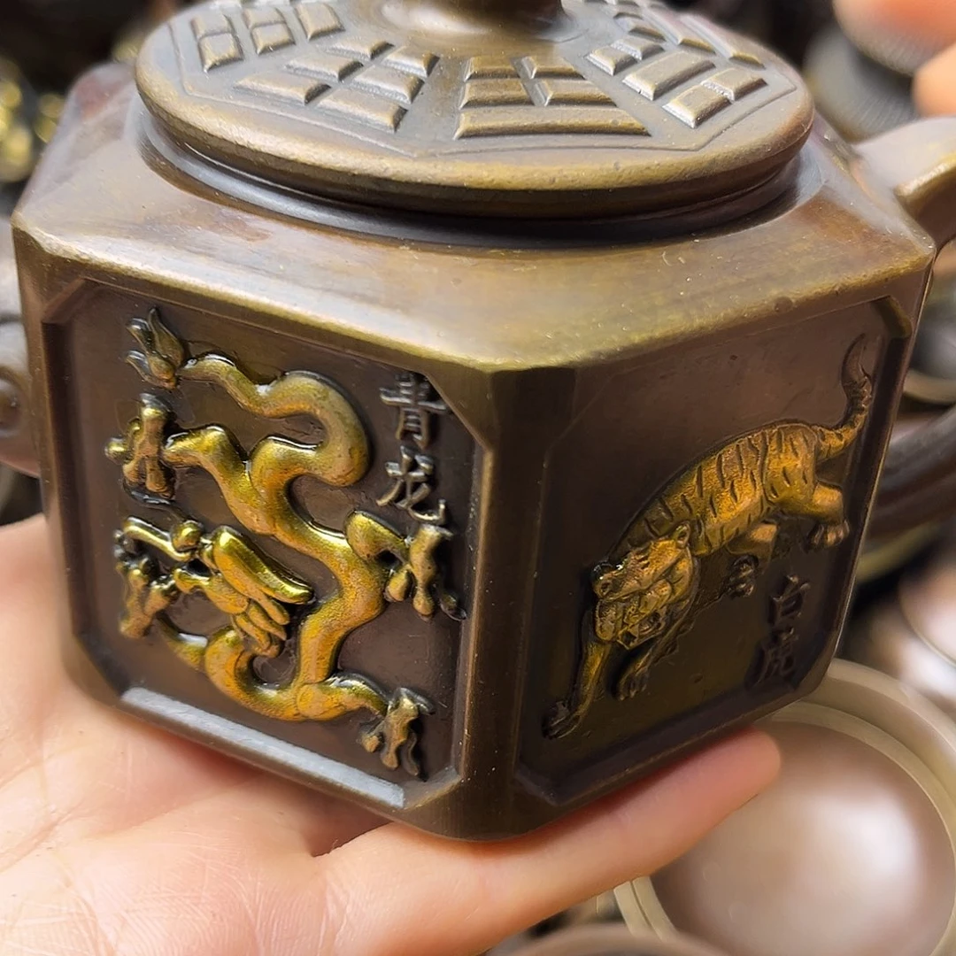 原矿风磨铜精雕摆件