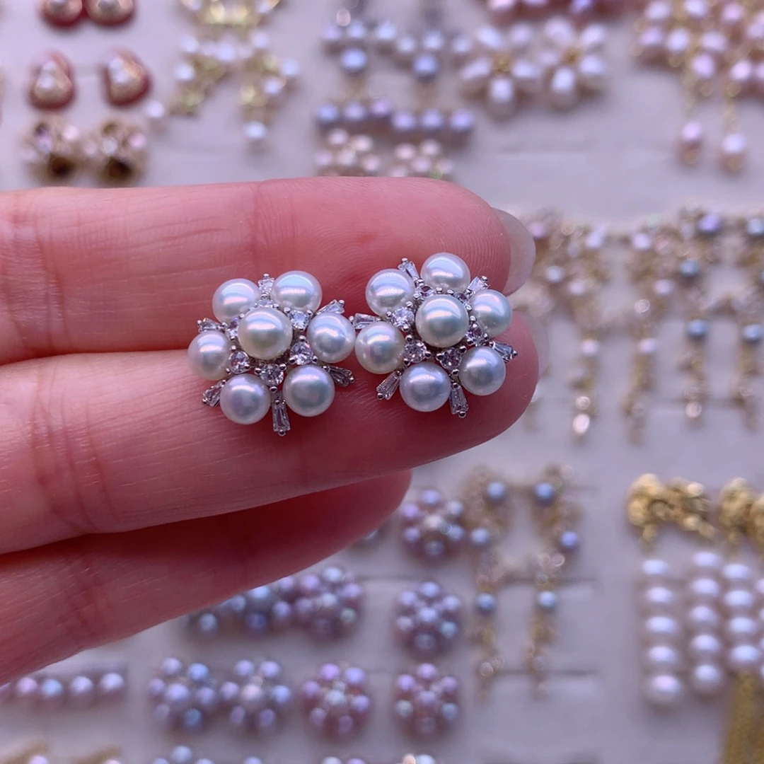 合金淡水珍珠耳饰