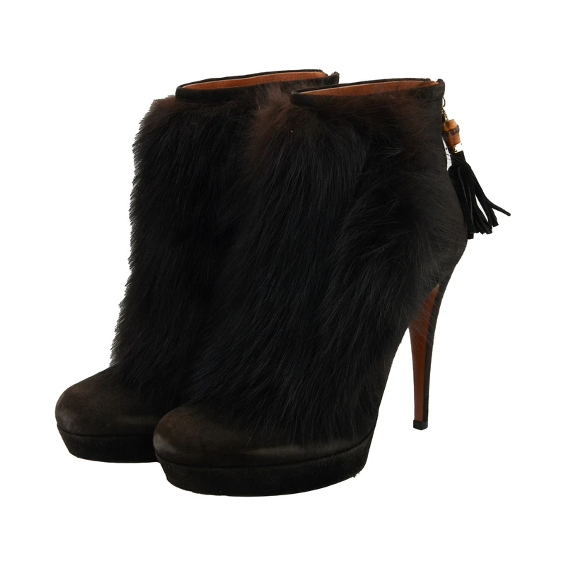 GUCCI/古驰 女士毛毛短靴细跟防水台靴子269728CBXQ0