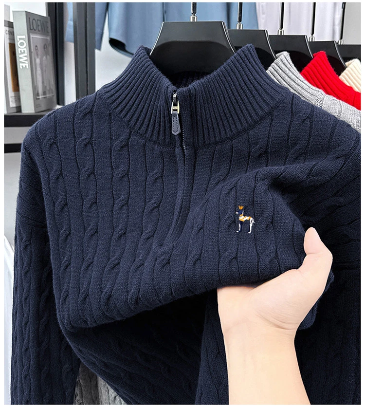 半拉链秋冬立领宽松型毛衣慵懒风针织衫宽松保暖针织款衫老钱风