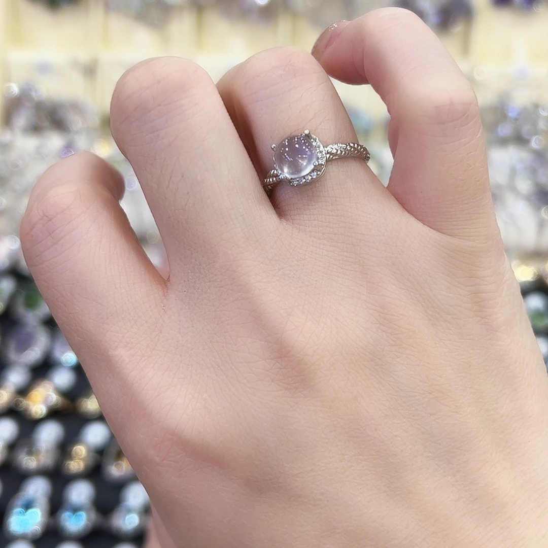 烟晶戒指银S925镶嵌