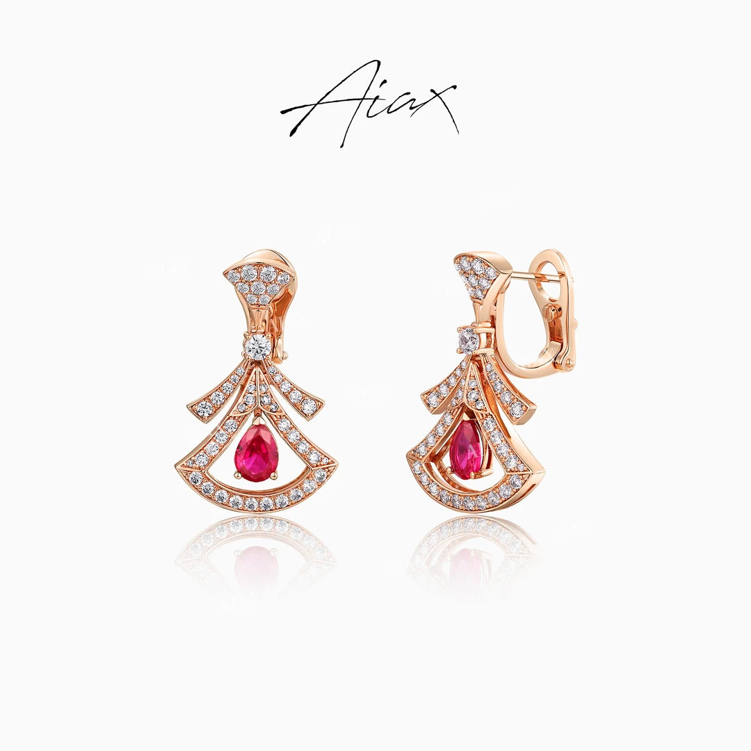 AIAX 流光风 【秋上新】法国轻奢经典百搭红色小裙子耳环TSL1541