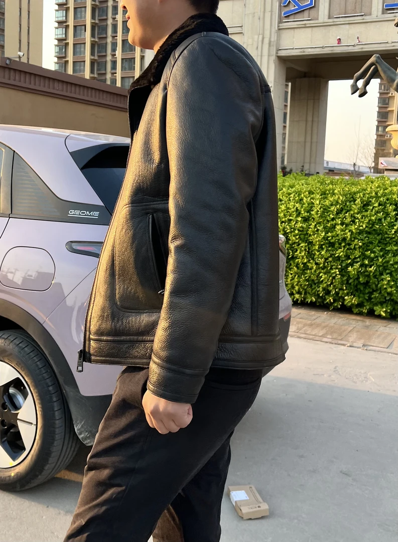 外套男款黑色现货皮毛一体商务休闲