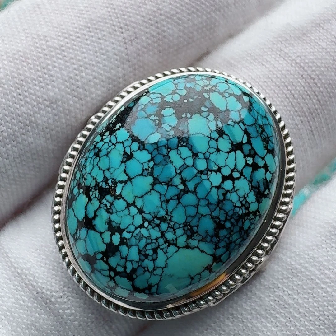 绿松石银S925镶嵌戒指