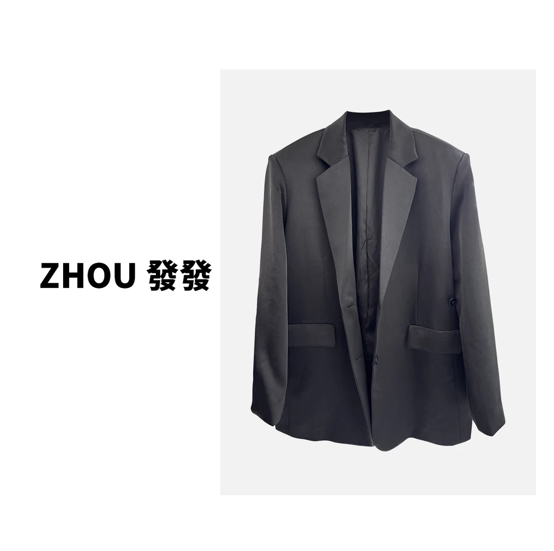 ZHOUFAFA|高级简约缎面西装外套