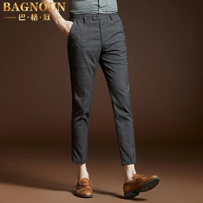 巴格奴西裤男士夏季新款时尚高端薄款韩版潮流修身小脚商务九分裤