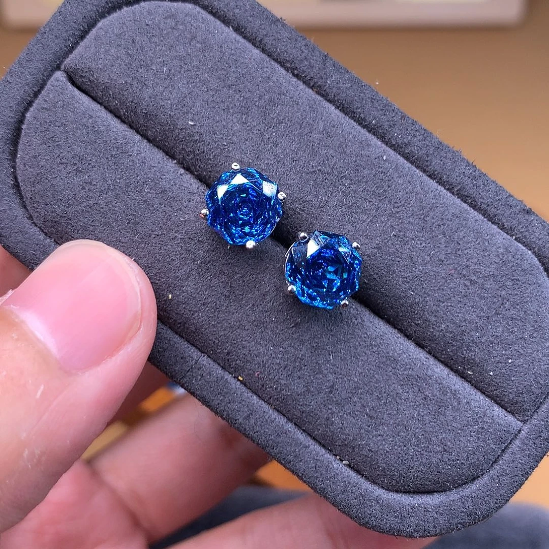 托帕石耳饰银S925镶嵌