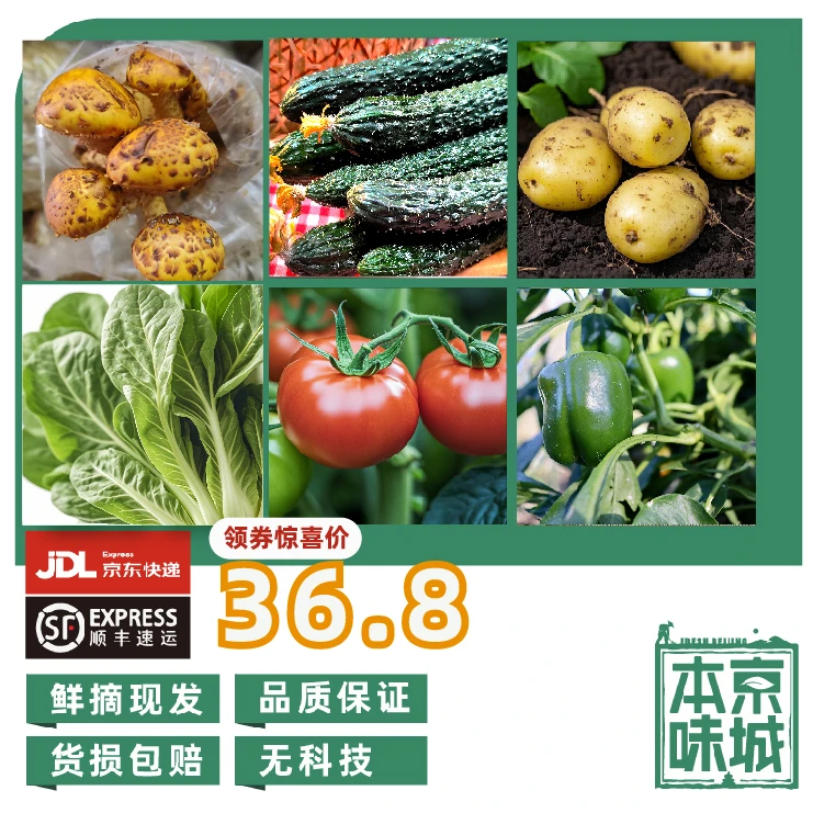 房【本周福利】6样菜｜4.5-5斤 西红柿/土豆/黄伞菇香菇混发/黄瓜/青甜椒/叶菜类混发蔬菜套餐 备蔬菜套餐