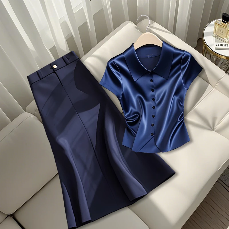 2025夏季新款高级法式chic设计感小众显瘦上衣高腰百搭轻奢半身裙