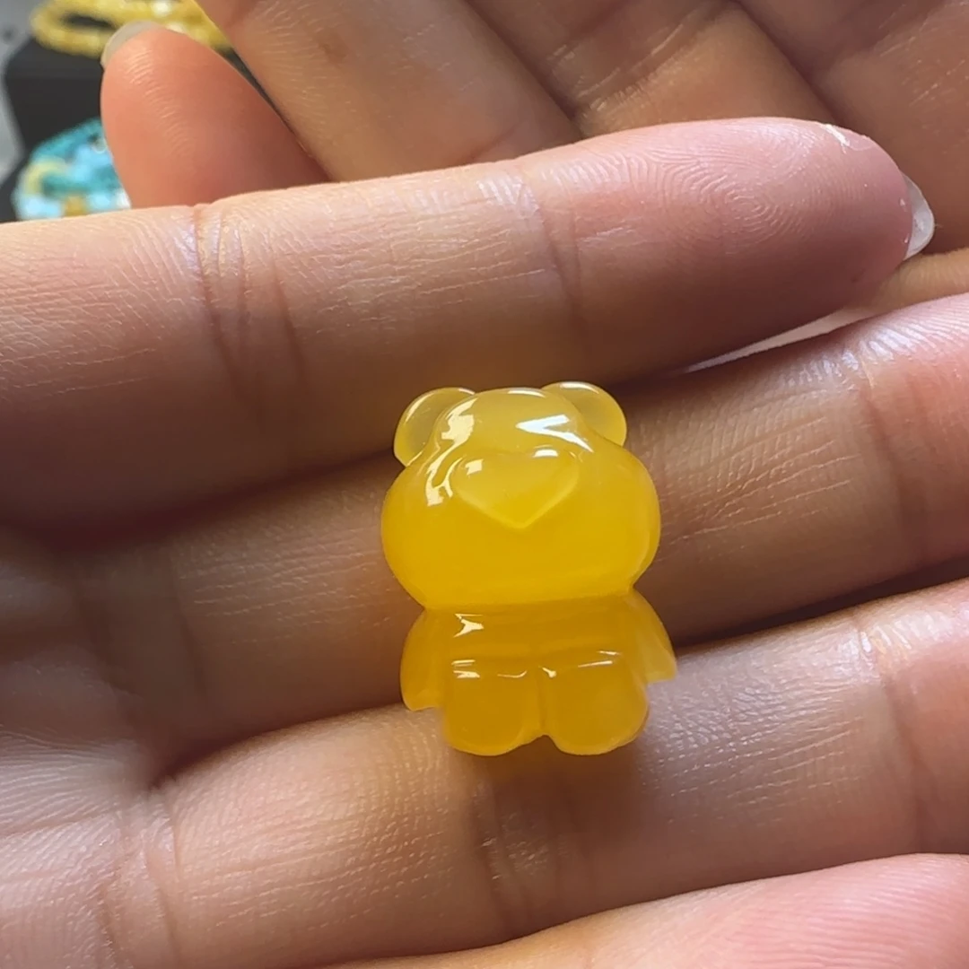 蜜蜡未镶嵌颈饰蜜蜡鸡油黄小熊吊坠（打孔不退换）