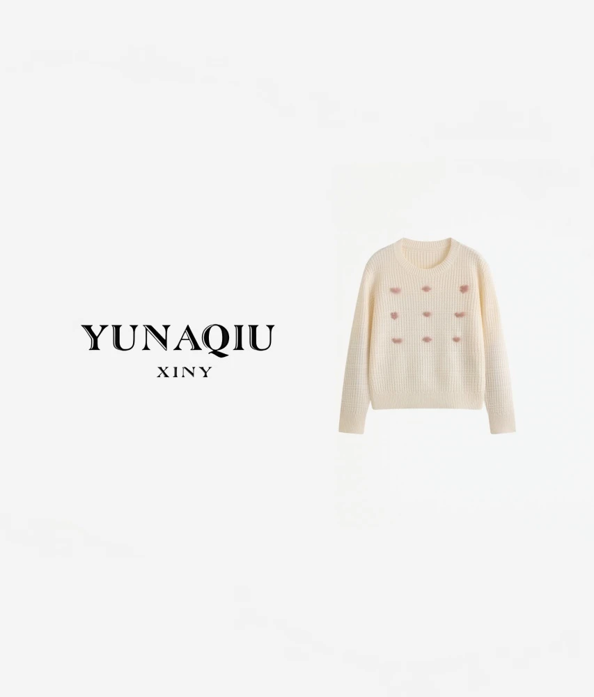 YUNAQIU 轻奢落肩袖包袖薄款开衫秋季毛衫针织-9684