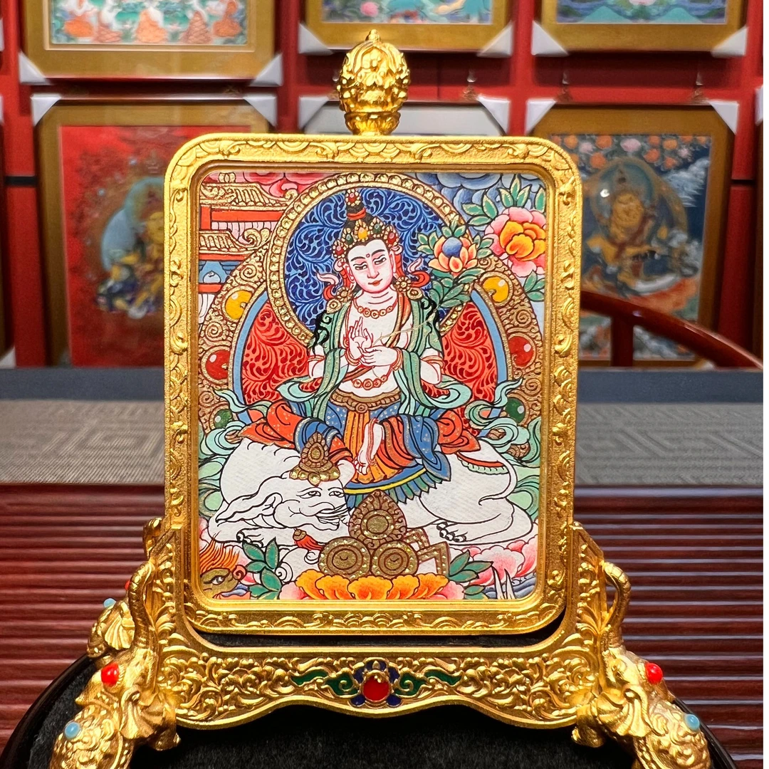 纯矿物质手绘唐卡八大本命普贤菩萨唐卡吊坠