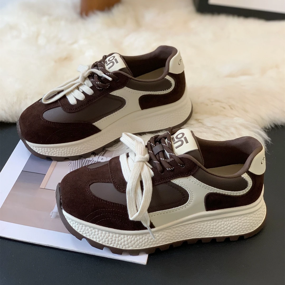 韩版小众复古磨砂显脚小休闲鞋那边2025秋冬新款超火双鞋带阿甘鞋