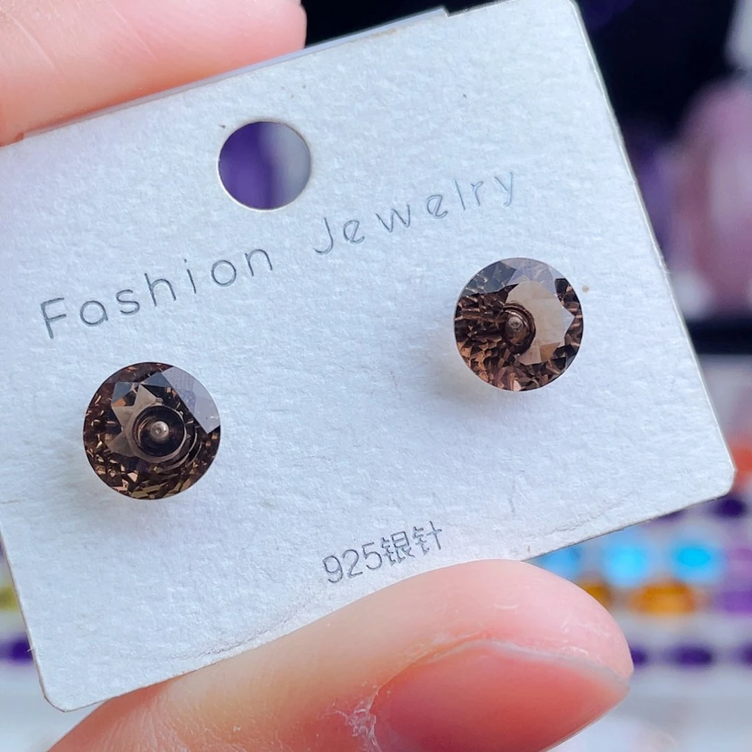 银S925镶嵌耳饰水晶天然保真