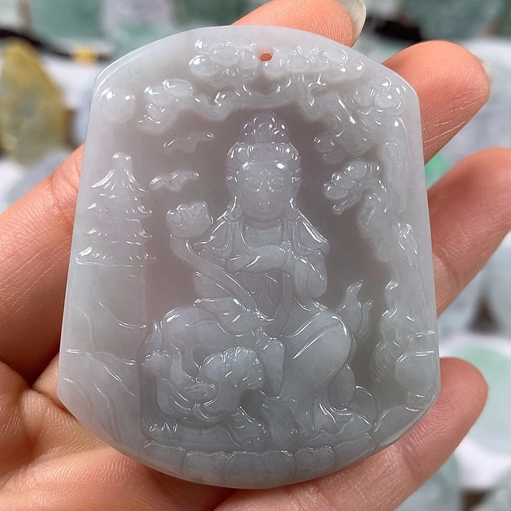 翡翠未镶嵌颈饰文殊菩萨福利