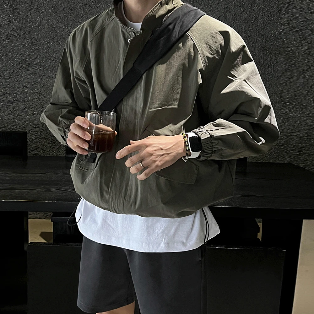 MRCYC痞帅立领工装夹克男春季新款宽松百搭外套韩版潮流防晒上衣