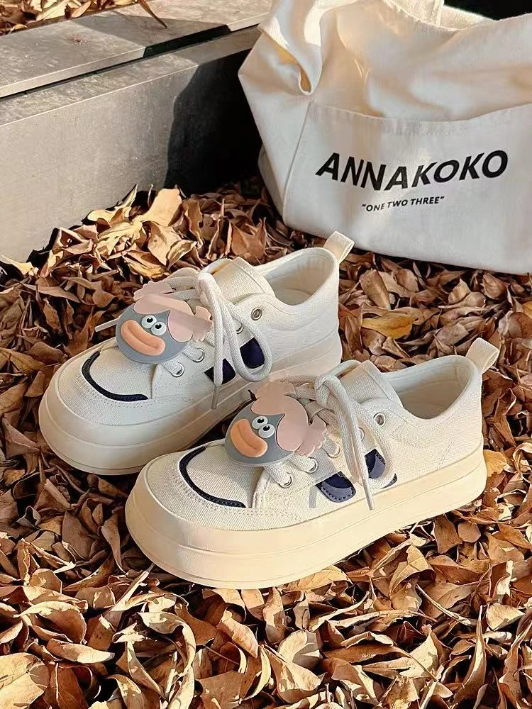 复古港风2024新款帆布鞋女孩鞋新款小众设计百搭小白鞋板鞋女