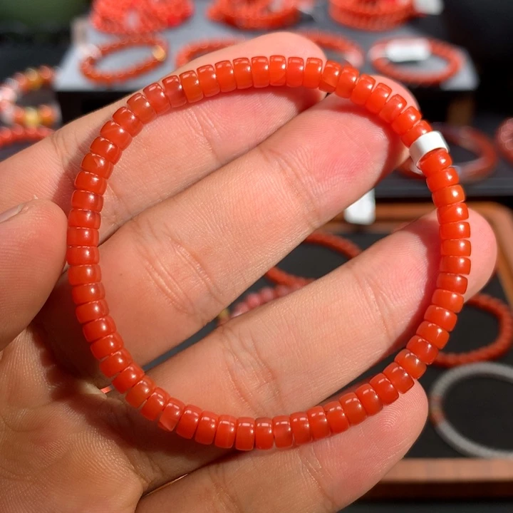 南红玛瑙未镶嵌多圈5mm➕大馅坝柿子锦