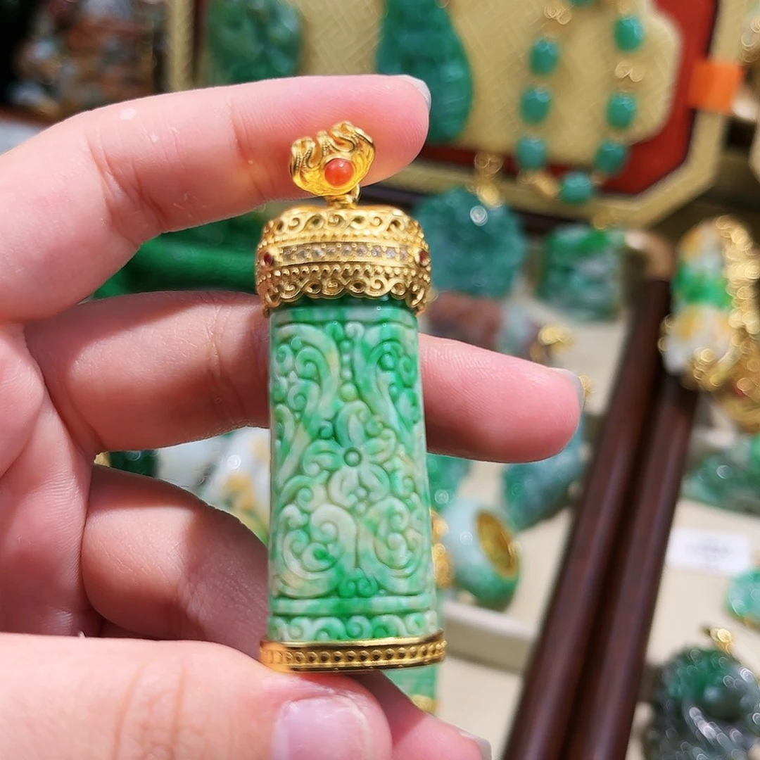 【闪购商品】翡翠银S925镀金镶嵌吊坠(不含链)