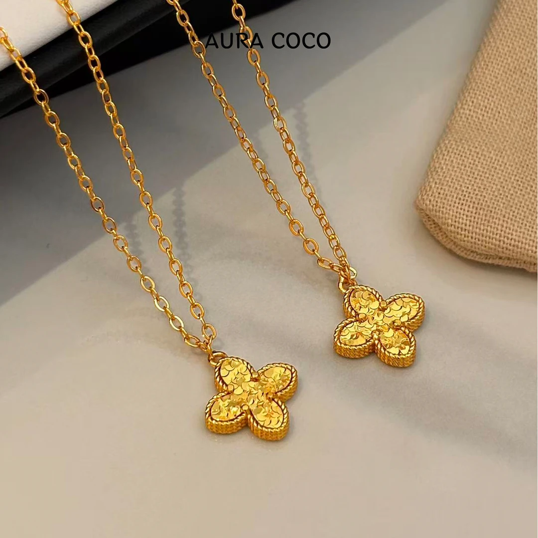 COCO高定 镀K金 碎冰冰四叶项链 时尚项链B6501