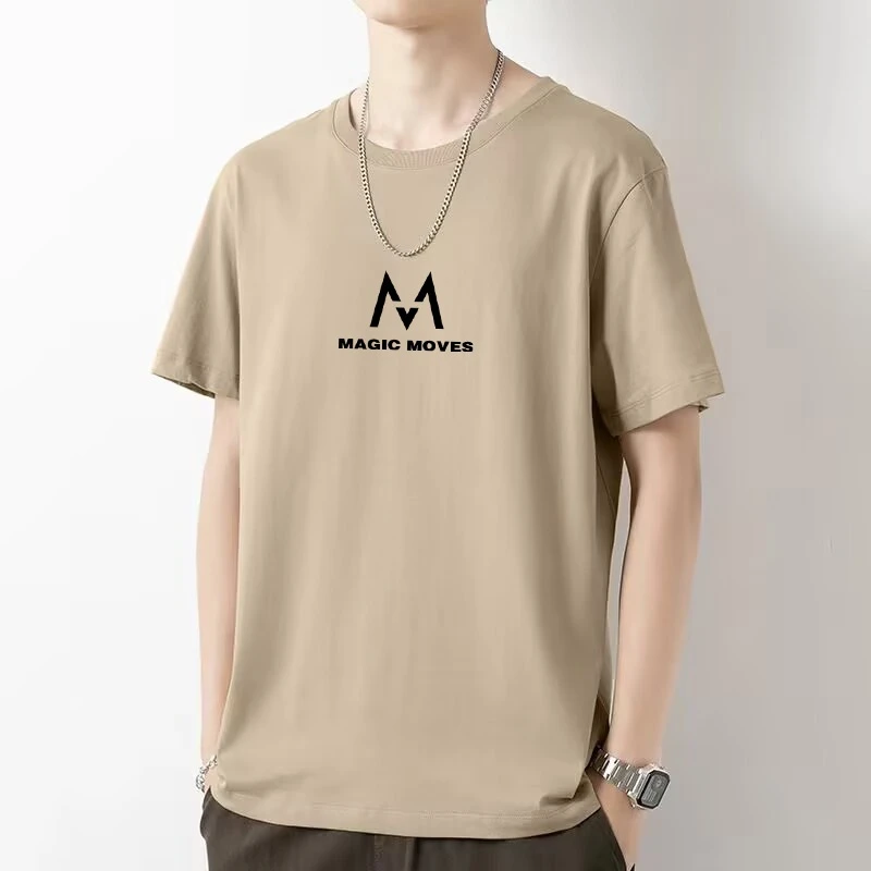 2024夏季圆领短袖t恤男士韩版宽松ins潮牌大码印花半袖体恤上衣服