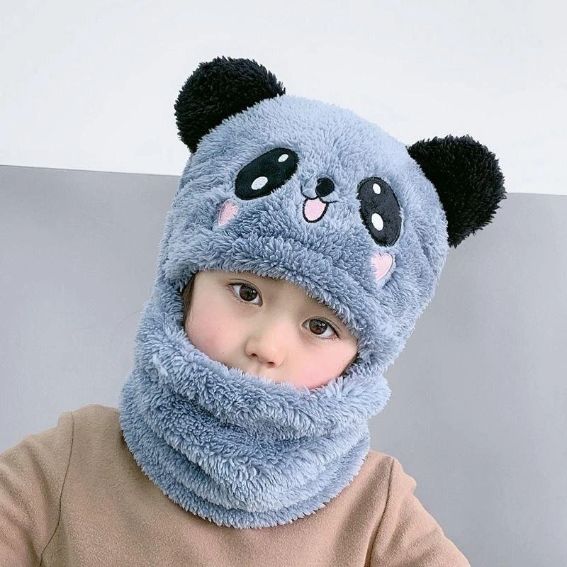 儿童帽女童男童冬天帽子围脖一体式可爱加厚保暖宝宝遮脸护耳帽子