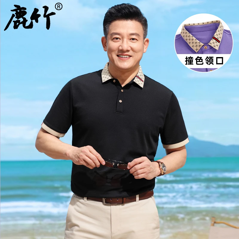 2025夏季新款中年男士polo衫休闲时尚减龄穿搭棉麻短袖t恤男上衣
