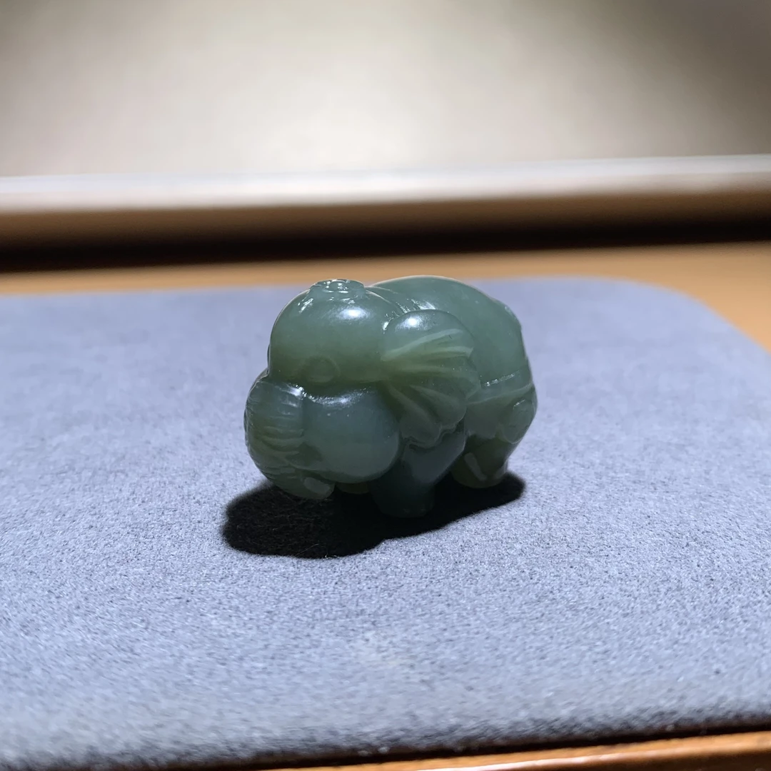 和田玉·蓝调·平安吉祥·《大象》立体精雕 可吊坠 包挂 车钥匙扣