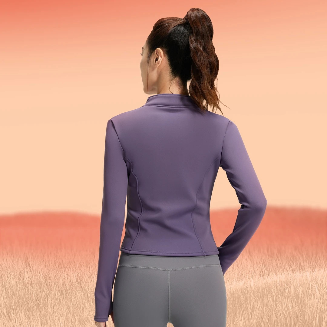 冬季秋冬加绒瑜伽服紧身显瘦跑步运动加厚健身长袖外套女