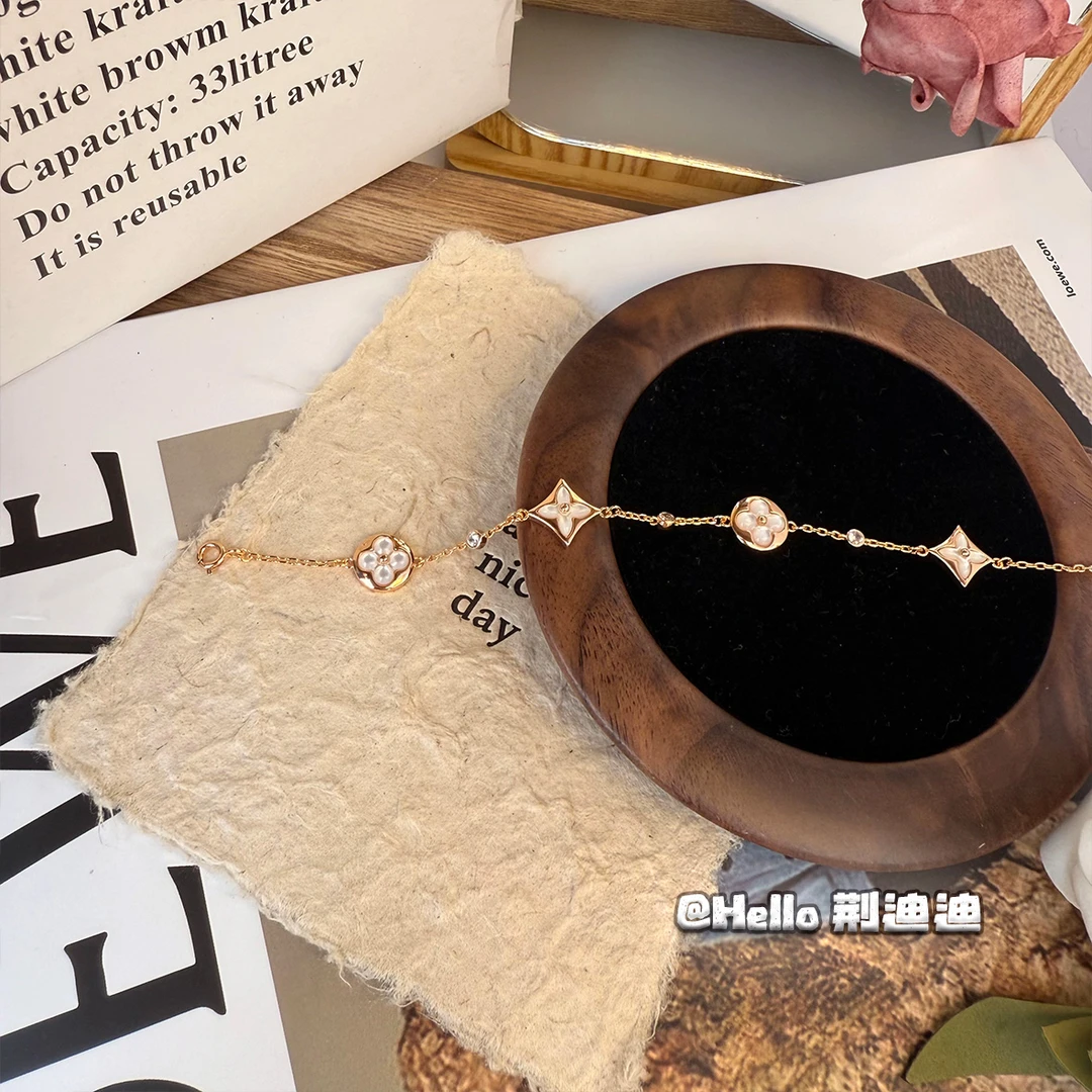 铜合金贝壳手链 铜合金轻奢尖花白贝四花手链SL-1024