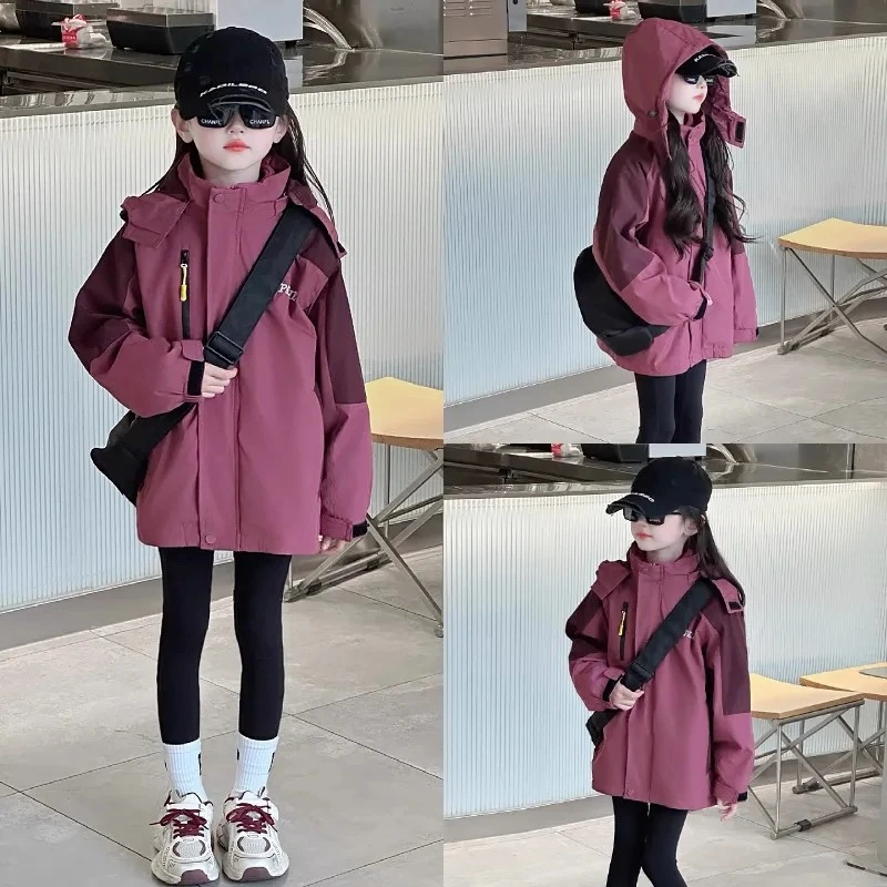 女童冲锋衣三合一外套春秋款2025新款儿童秋装女孩秋季防风夹克衫