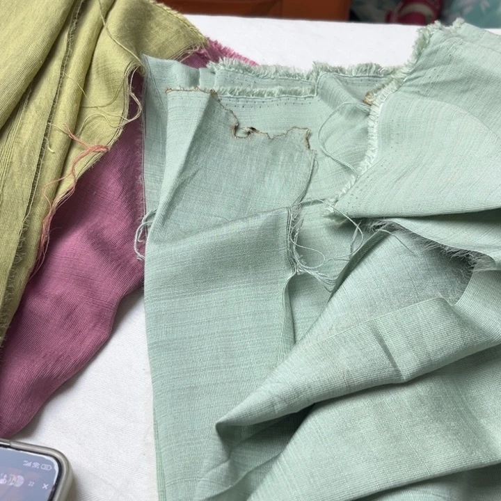 天丝（莱赛尔纤维）豆绿麻棉1米瑕疵