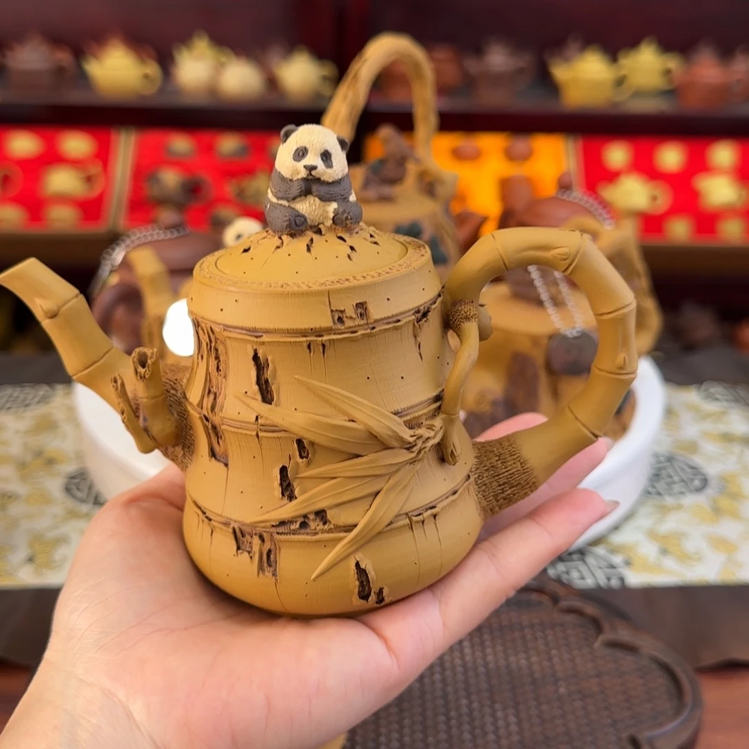 茶壶段泥竹节熊猫