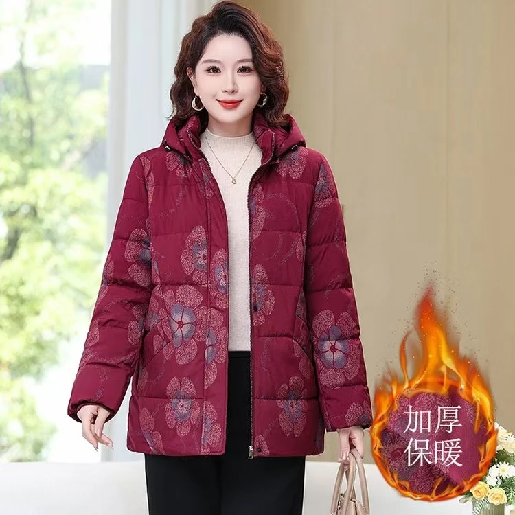 保暖棉衣棉服长裤中老年女装中年加绒短棉袄加厚洋气大码冬季