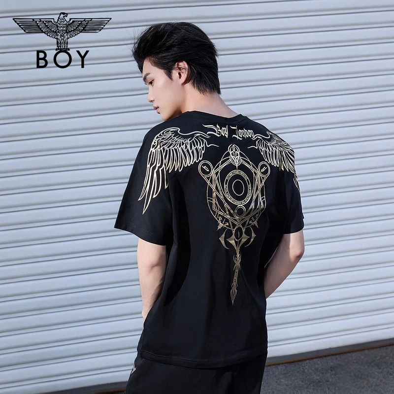 【暗黑罗盘】BOY时尚春夏老鹰LOGO印花休闲上衣N01039