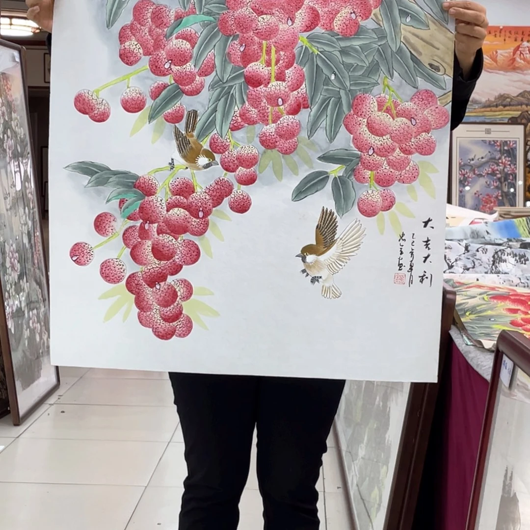 国画纯手绘的山水花鸟