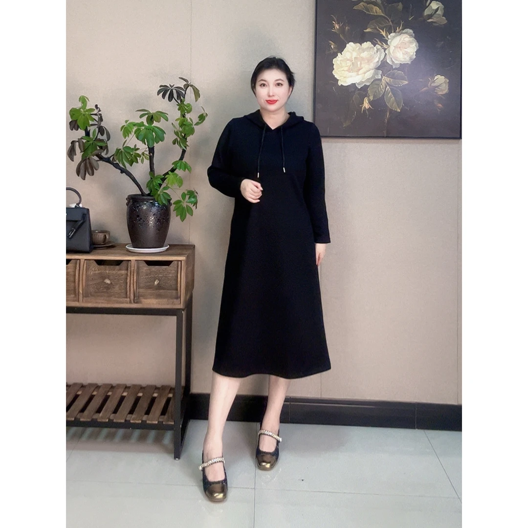 【胡小肥】45秋季长款大码时尚连衣裙8606气质显瘦遮肉百搭微胖新款