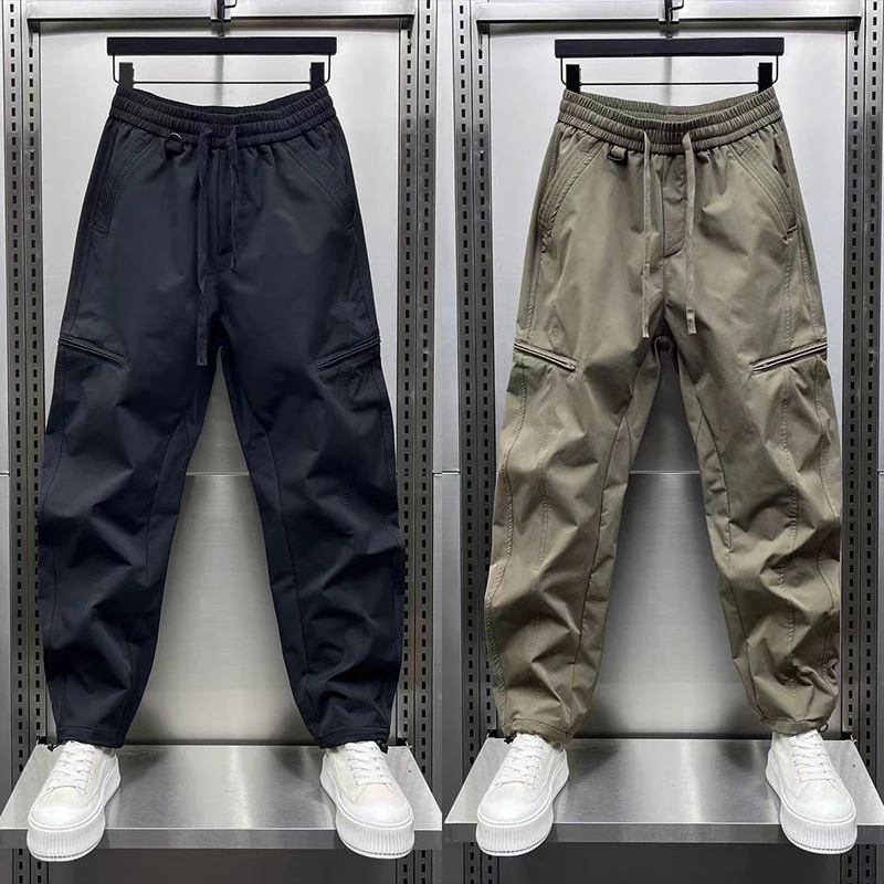 2025春夏拉链弯刀工装裤男美式宽松直筒哈伦裤户外百搭休闲小脚裤