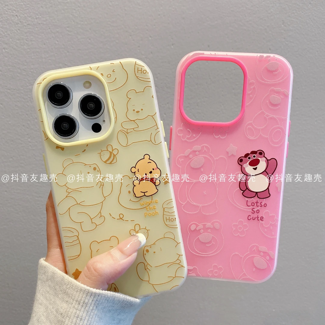 适用于苹果16新款/华为/小米/果冻壳高级可爱手机壳维尼草莓熊潮