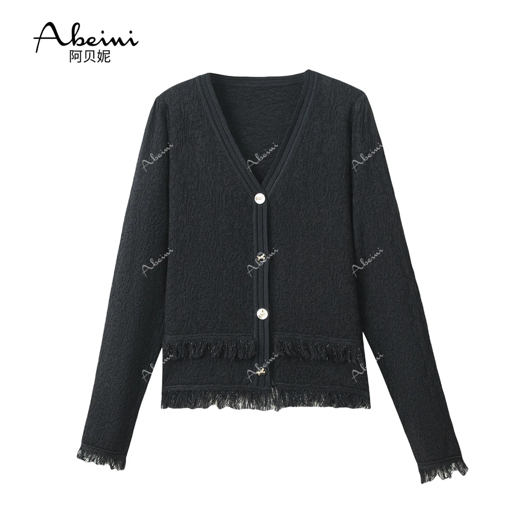 设计师夏季亮闪开衫复古春季秋季毛针织衫毛衣宽松阿贝妮上衣2312