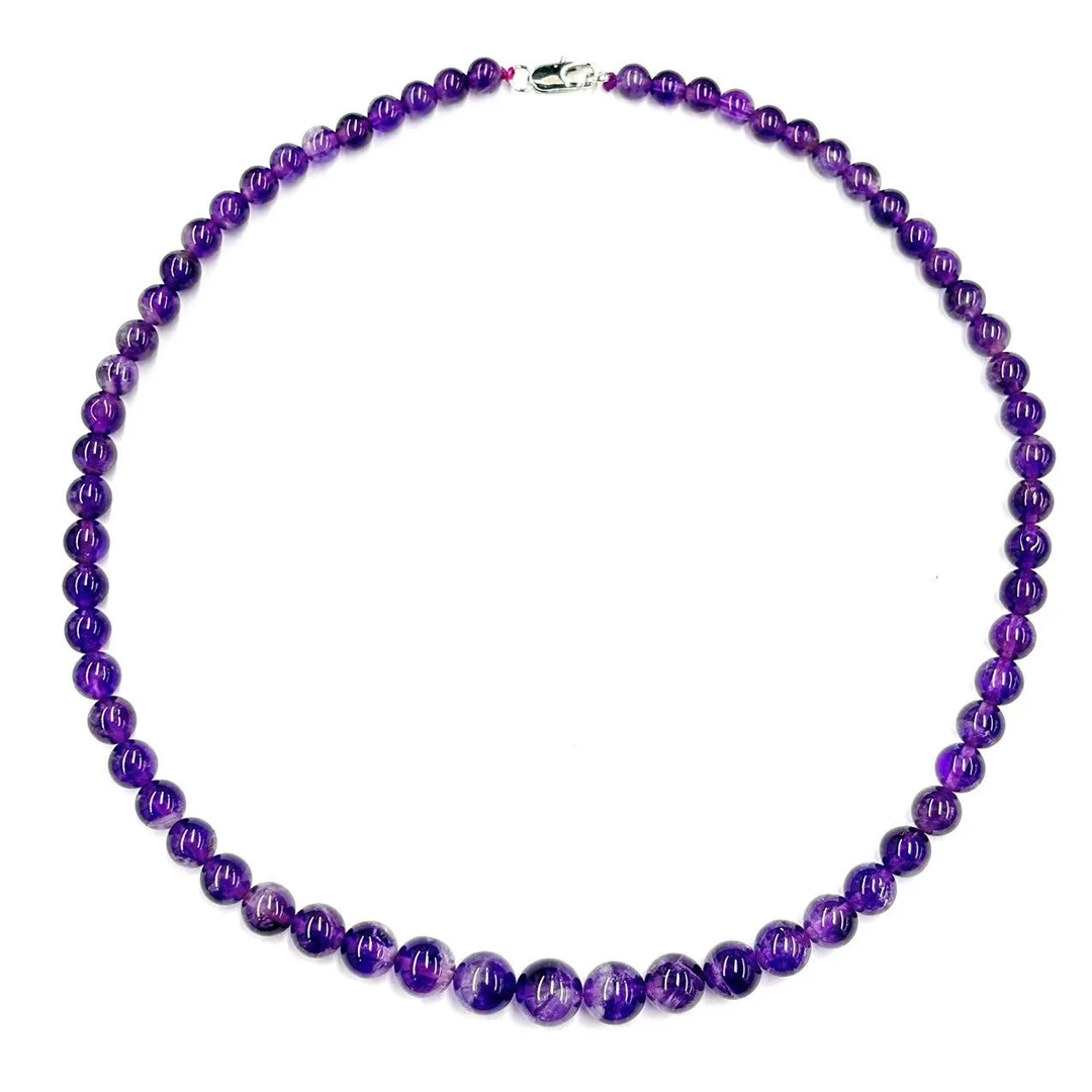 【符老板】x675-轻奢设计款龙胆紫水晶水晶圆珠塔链项链-赠礼盒