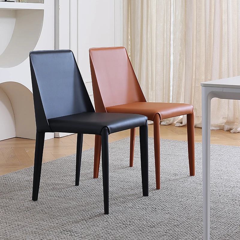 家用高级餐椅法式奶油风马鞍皮靠背现代简约餐桌餐桌椅2024最新款