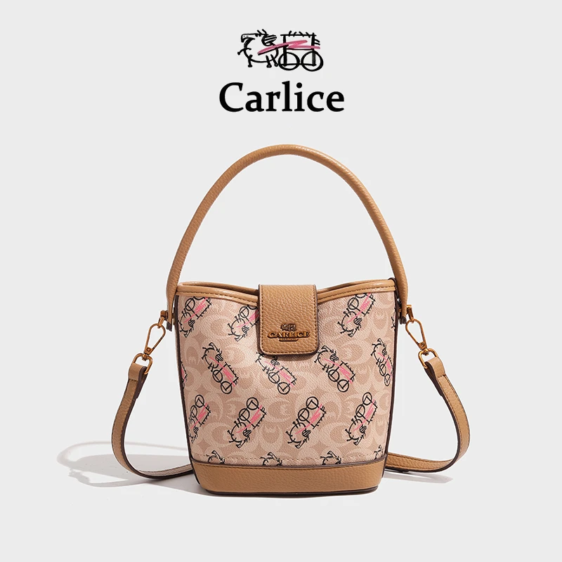 涂鸦马车小众潮流斜跨时尚女士大容量斜挎包印花水桶包