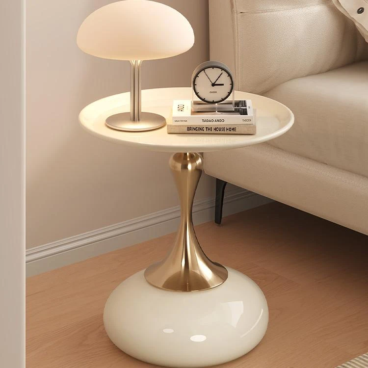 床头柜边几创意小茶几奶油风小圆桌轻奢现代床头桌置物架移动边桌